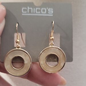 Chico's Gold and Cream Circle Earrings
